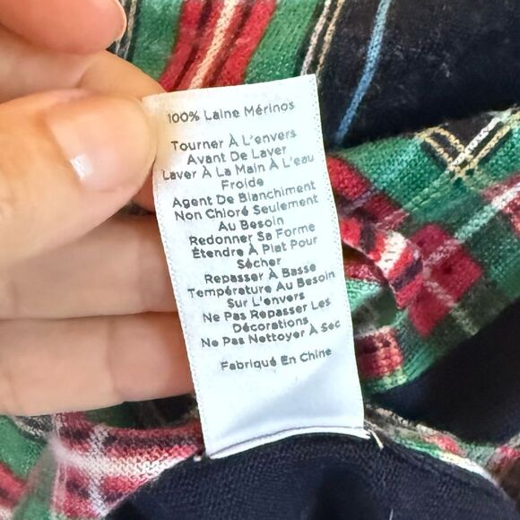 Talbots Merino Wool Tartan Plaid Rhinestone Embellished Scottish Terrier Dog XL - Picture 10 of 10